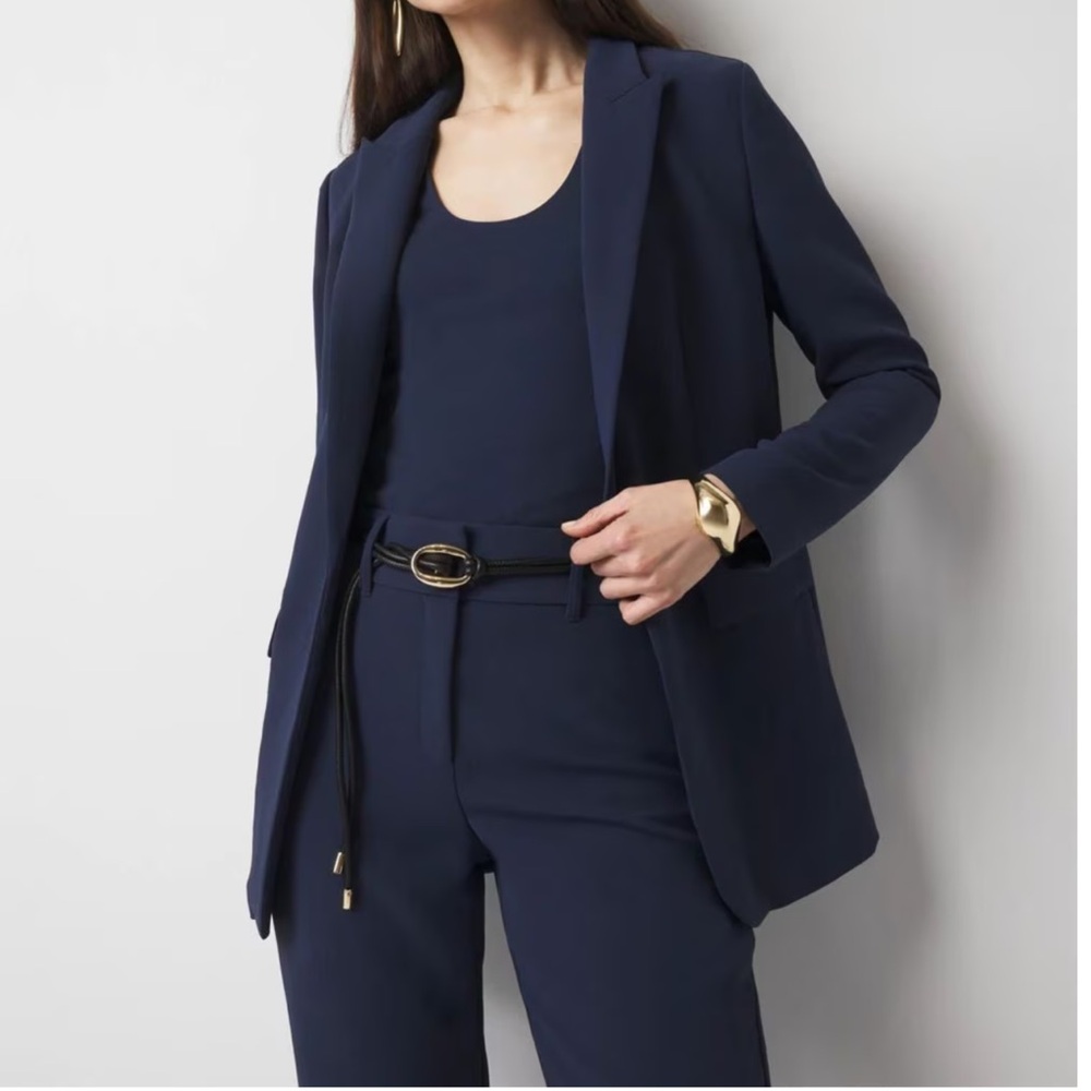 WHBM  $200 open front Navy Blazer women size 14 NWOT